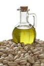 Bottle with pistachio oil Royalty Free Stock Photo