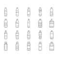 bottle plastic water drink empty icons set vector