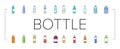 bottle plastic water drink empty icons set vector