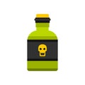 Bottle of poison icon, flat style