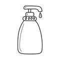 Bottle with Press Pump. The concept of disinfection. Pumping liquid soap from a bottle. Applying a moisturizing Royalty Free Stock Photo