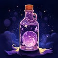 Dreamlike Digital Illustration: Starry Night In A Bottle - Kimoicore Magic