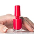 Bottle of red nail varnish Royalty Free Stock Photo