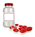 A Bottle of red pills Royalty Free Stock Photo