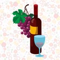 Bottle of red wine, bunch of grapes and a glass Royalty Free Stock Photo