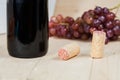 Bottle of red wine and corks Royalty Free Stock Photo