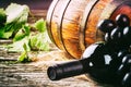 Bottle of red wine with fresh grape Royalty Free Stock Photo