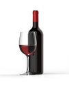 Bottle of red wine with glass Royalty Free Stock Photo
