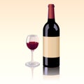 Bottle of red wine and a glass Royalty Free Stock Photo