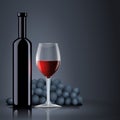 Bottle with red wine with a glass and grapes Royalty Free Stock Photo