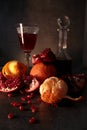 Still life with wine and fresh fruits Royalty Free Stock Photo