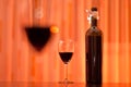 Bottle of red wine and glasses Royalty Free Stock Photo