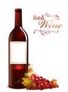 Bottle of red wine with grape Royalty Free Stock Photo