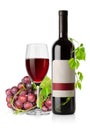 Bottle of red wine and grape Royalty Free Stock Photo