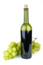 Bottle with red wine and green Royalty Free Stock Photo