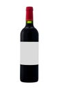 A bottle of red wine, isolated on white background, blank label Royalty Free Stock Photo