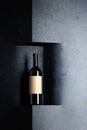 Bottle of red wine with old empty label Royalty Free Stock Photo