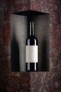 Bottle of red wine with old empty label Royalty Free Stock Photo