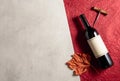 A bottle of red wine with an old empty label Royalty Free Stock Photo