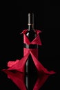 Bottle of red wine wrapped in crepe paper Royalty Free Stock Photo