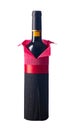 Bottle of red wine wrapped in crepe paper isolated on a white background Royalty Free Stock Photo