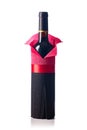 Bottle of red wine wrapped in crepe paper isolated on a white background Royalty Free Stock Photo