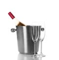 Bottle of rose champagne in bucket and glasses Royalty Free Stock Photo