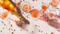 Bottle of rose sparkling wine on grey background Royalty Free Stock Photo