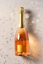 Bottle of rose sparkling wine on grey background Royalty Free Stock Photo