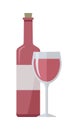 Bottle of Rose Wine and Glass on White. Royalty Free Stock Photo