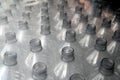 Bottle rows stacked wrapped in plastic