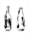 Bottle set glass stylized futuristic, art illustration, abstract art. Isolated, white background.