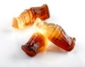 Bottle shaped gummies with cola  flavor close-up on white background Royalty Free Stock Photo