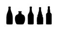 Bottle silhouettes vector set showing various shapes in black design for creative projects and packaging design Royalty Free Stock Photo