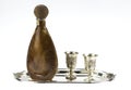 Bottle and silver goblets Royalty Free Stock Photo