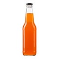 Bottle of soda. Glass bottle of cold orange drink. Non alcohol soft drink. Glass bottle without label good for mockup Royalty Free Stock Photo