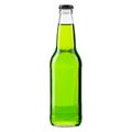 Bottle of soda. Glass bottle of cold green drink. Non alcohol soft drink. Glass bottle without label good for mockup Royalty Free Stock Photo