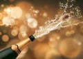 A Bottle of splashing champagne Royalty Free Stock Photo