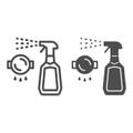 Bottle spray cleaner line and solid icon, Cleaning tools concept, spray for grease sign on white background, detergent