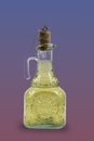 Bottle of sunflower, olive, cotton, corn or soybean oil isolated on a gradient background from red to blue Royalty Free Stock Photo