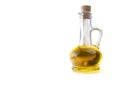 Bottle with sunflower seed oil on a white isolated background Royalty Free Stock Photo