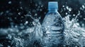Bottle Surrounded by Water Flow, Liquid Splash, Minimalist Style, Copy Space Royalty Free Stock Photo