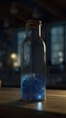 bottle on a table with universe, stars and milky way Royalty Free Stock Photo