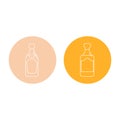 Bottle of tequila and rum in form of thin lines. Background is circle. Isolated object design beverage. Graphic illustration in
