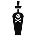 Bottle of toxic poison to halloween trick or treat black line on white background
