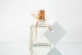 Bottle with transparent liquid and empty label on the light back Royalty Free Stock Photo