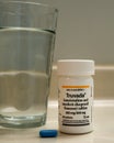 A bottle of Truvada PrEP medication used to treat HIV and prevent HIV infection. Chronic illness, modern medicine