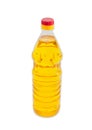 Bottle of unrefined sunflower oil on a light background