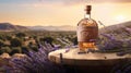 Delicate Whiskey Bottle Amidst Lavender Fields