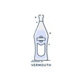 Bottle vermouth line art, great design for any purposes. Creative graphic element. Trendy design. Minimalism simplicity sign.